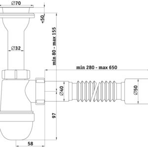 С0510 Сифон Ани 1 1/2"*40 с гиб труб 40x50